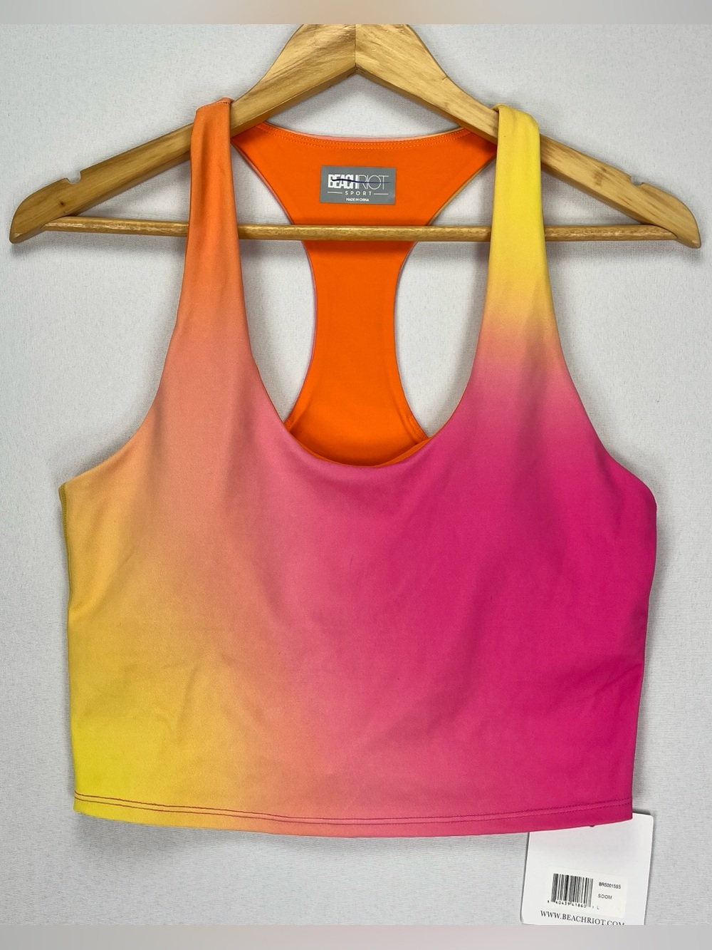 Beach Riot Yara Top Women’s Large Soleil Ombre Pink Yellow Orange Sports Bra NWT